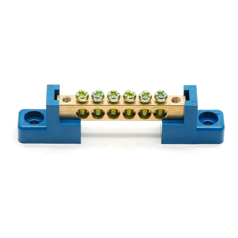 2 Pack Brass Ground Bar Terminal Block, 6 Position Wire Screw Grounding Bus Bar, Durable Electrical Grounding Block with 5mm Holes