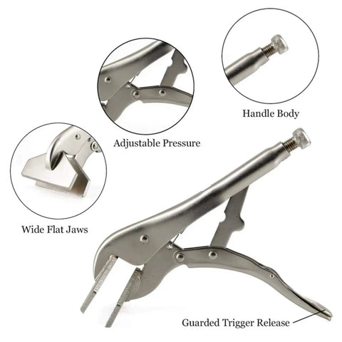 Locking Pliers For Welding And Metalworking, Adjustable 8 Inch Flat Head Sheet Metal Pliers, Carbon Steel Duckbill Clamps