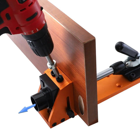 Pro Grade 15 Degree Pocket Hole Jig Kit With Aluminum Alloy Construction In Bright Orange for precision drilling on wood