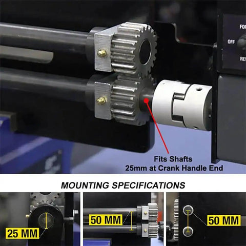 Bead Roller Drive System With 1/6 HP 120V Motor, Variable Speed 0 To 20 RPM, And Foot Pedal Control, mounting specifications.