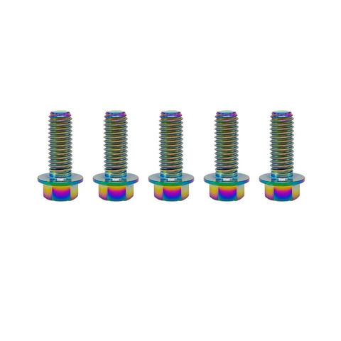 Rainbow Titanium Flange Hex Head Bolts M6x1.0x16mm Pack Of 5 For Motorcycle And Car Modification Aerospace Grade Ti 6AL4V Bolt Set
