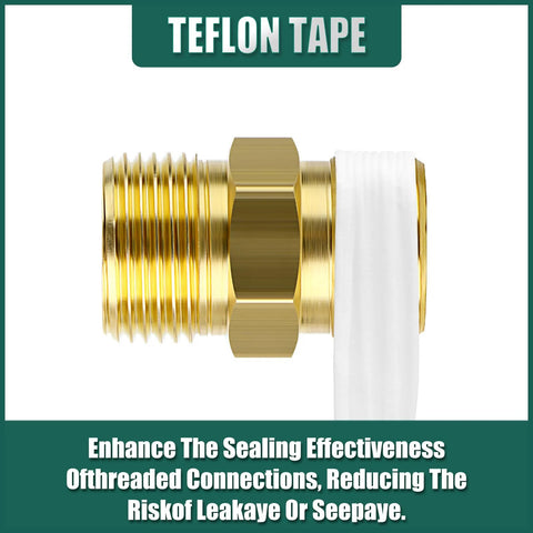 Brass compression tube fitting coupler, 5/8 in tube OD, side view with white PTFE tape on end