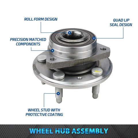 Plug-And-Play Front Wheel Hub Bearing Assembly Pair For 2010-2016 Chevy Equinox, 2010-2016 GMC Terrain, And 2014-2016 Cadillac CTS AWD