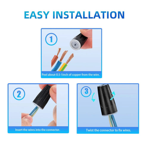 Amazon 40-pack waterproof wire connectors with sealant twist caps for 22AWG-14AWG, small size for landscape lights.