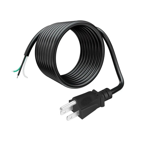 9.8ft 12 Gauge Heavy Duty Replacement Power Cord For Tools And Home Gear 3 Prong 12 AWG 3 Conductor Black Pigtail Cable 110V 115V 120V