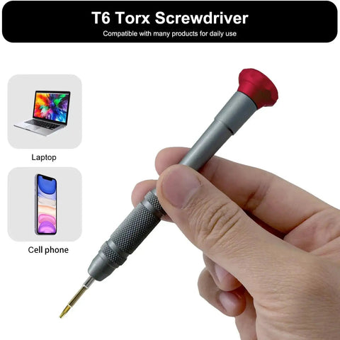 Six Point T6 Magnetic Precision Screwdriver With Rotating Cap For Micro Electronics And Laptop Repairs, S2 Steel Tip, Anti Slip Grip