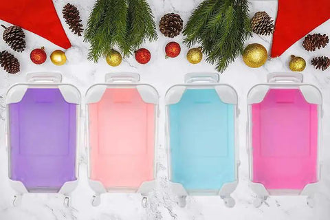 Mini Suitcase Favor Boxes With Wheels For Gifts And Travel Themed Favors, Assorted Color Eyelash Packaging Box 4 Pack, top view