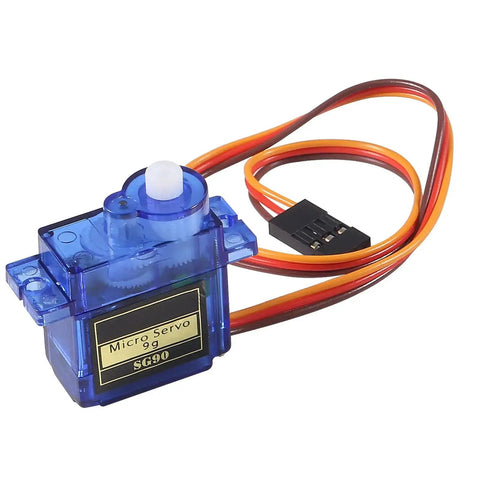 Single blue SG90 micro servo motor with cable from 12 Piece SG90 Micro Servo Motors 9G Mini Servos Kit for RC Helicopters and Robots.