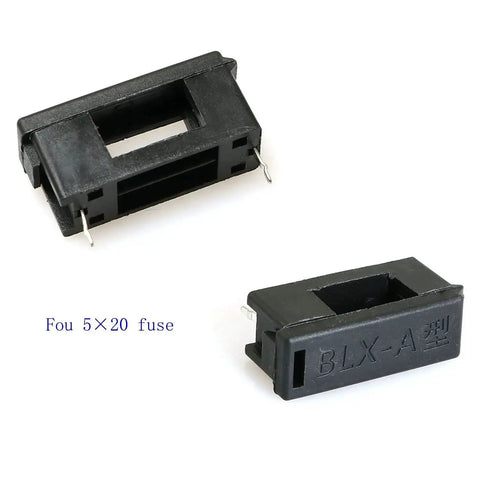 30 Pack 5x20mm PCB Mount Fuse Holders With Cover Black Plastic Fuse Seats For 250V 10A Circuits shown with model BLX-A