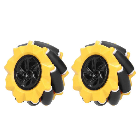 80mm Mecanum Wheel Omnidirectional Robot Car Parts For DIY Projects Two Pack High Quality Wheel Set with smooth yellow rollers