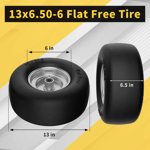 Front Flat Free Lawn Mower Tire And Wheel Replacement For Zero Turn Mowers 13x6.50-6 500 Lb Load 2 Pack