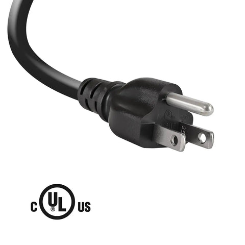 Beefy Heavy Duty 3 Foot 12 Gauge 3 Prong Open End Power Cable SJT 12AWG 20 Amp Appliance Replacement Wire UL Listed NEMA 5 15P Black