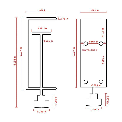 Diagram of Heavy Duty 3 Inch C Clamp 2 Pack With Four Hole Back, Adjustable Desk Clamps for Woodworking and Metalworking.