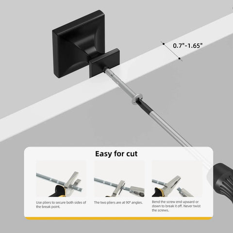 Black Square Cabinet Knobs 20 Pack 1.1 Inch Zinc Alloy Dresser And Kitchen Cabinet Hardware shown with installation instructions.