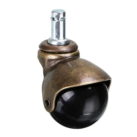 2 Inch Grip Ring Swivel Ball Caster Wheels For Furniture Rolling Chairs Office Chairs Dining Chairs Antique Brass Finish Durable Steel And PP Pack Of 4 Quiet Smooth Wheels With Floor Protection For Hardwood Laminate And Tile Surfaces, close-up