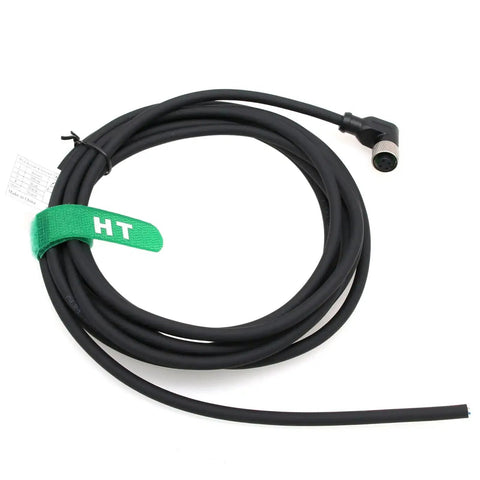 M12 A Coded 4 Pin Female Cable With Right Angle Aviation Connector To Open Wire Leads, 8m shielded industrial cable