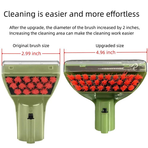 Two green replacement brush heads for Bissell Little Green Machine, upgraded 4.96in vs original 2.99in, 1+1 pack