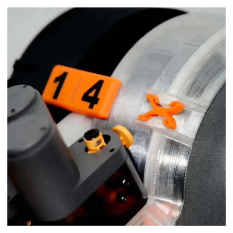 Close-up of Sealed Filament Spool Enclosure Set It And Forget It For AMS Lite Compatible Dryer Box installed on Bambu Lab A1