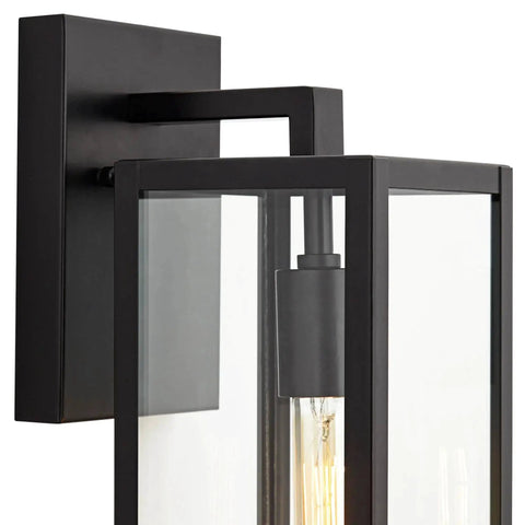 Dope Mystic Black Outdoor Wall Light With Clear Glass Panel, 14 1/4 Inch Tall, 7 Inch Projection, side view