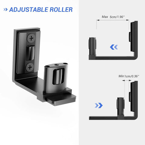 Sliding Barn Door Bottom Floor Guide With Adjustable U Shaped Flat Bottom For Quiet Smooth Operation Wall Mounted Black Finish Dual Sided Concealed Pulleys For Gentle Door Sliding Space Saving Lightweight Design Easy To Install 1 Piece showing product dimensions