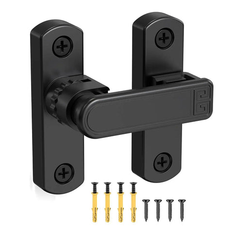 90 And 180 Degree Sliding Barn Door Lock Adjustable Zinc Alloy Security Latch with screws visible