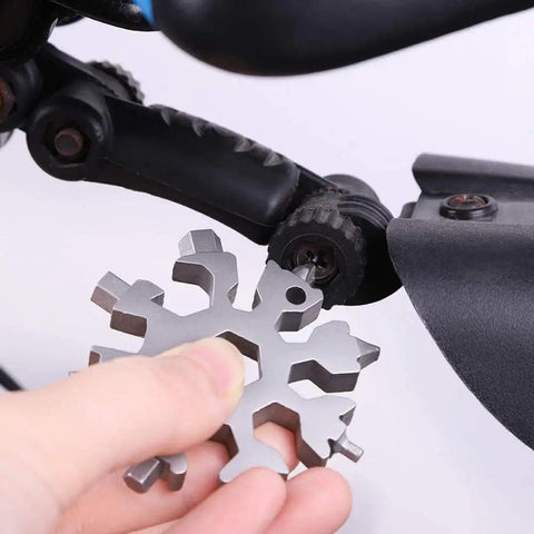 18 In 1 Snowflake Multi Tool In Stainless Steel For Everyday Carry Bottle Opener Slotted And Phillips Screwdrivers Box Cutter Rope Cutter Keyhole Tool Alloy Allen And Hex Wrenches In SAE And Metric Perfect Stocking Stuffer For Men used on a bike gear