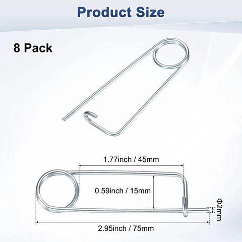 8 Pack Brooch Shape Cotter Pins With Quick Lock Fasteners 2x45mm Spring Steel Pins For Garden Lawn Farm Hooks Heavy Duty Retainer Clips