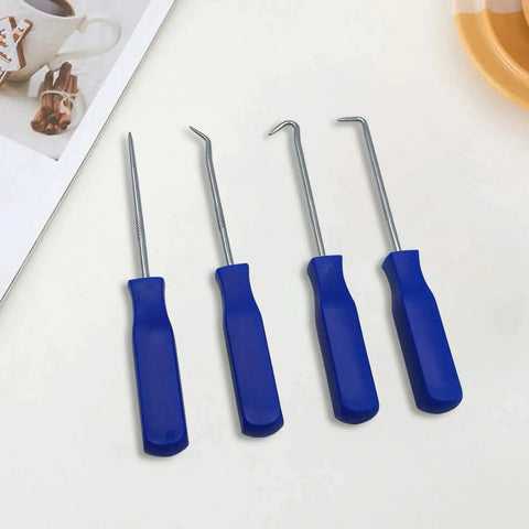 4 Piece Hook And Pick Tool Set Pro Grade Stainless Steel With PVC Ergonomic Non Slip Handles