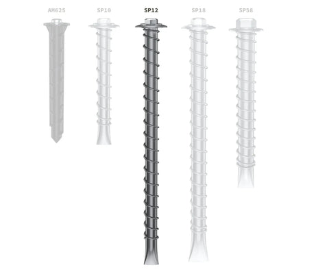 Close-up of SP12-38 Zinc Plated Steel Asphalt Anchors with 2000 lb pull rating for securing outdoor structures on asphalt.