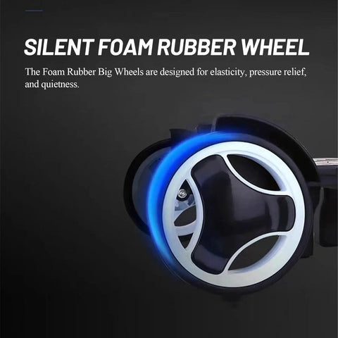 Close-up of silent foam rubber wheel for Wheeled Backpack Trolley With Noiseless Large Wheels Aluminium Alloy Folding Hand Truck.