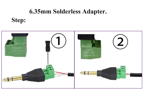 1/4 Inch TRS Audio Screw Terminal Block Adapter, 6.35mm Male to 3 Pin Female Bolt Screw Terminals, Solderless DIY Audio Connector setup