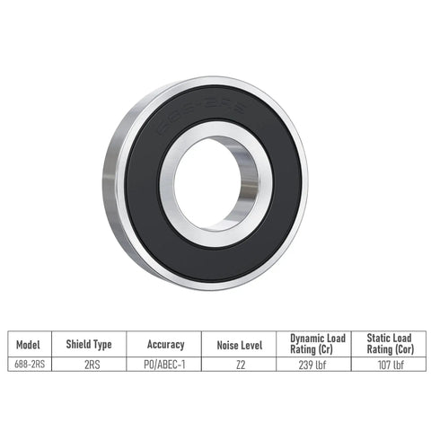 Heavy Duty 688 2RS Deep Groove Ball Bearing 8x16x5mm Double Black Rubber Sealed Chrome Steel for industrial machinery and power tools.
