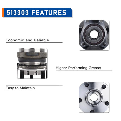 Front Wheel Hub And Bearing Assembly With ABS For Subaru Forester 2009-2014, Impreza 2008-2014 shown with features and close-up views