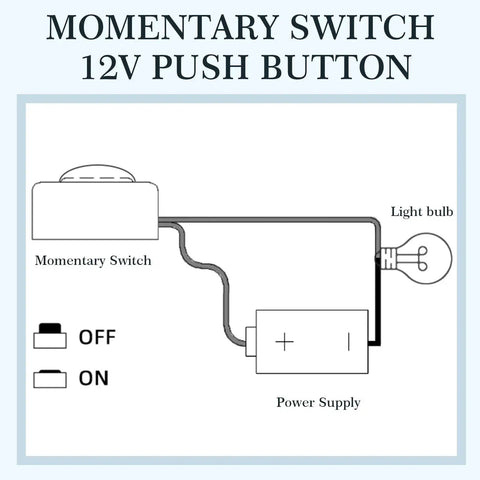 Wiring diagram of Four Pack Momentary Push Button Switches 12V 24V Surface Mount for easy installation in electronics projects.