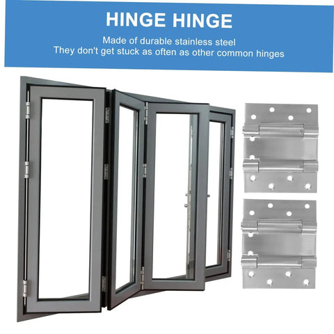 Heavy Duty Spring Loaded Double Swing Door Hinges For Backyard Doors Self Closing Mechanism Built To Last With High Load Capacity And Smooth Operation 1 Pair Durable Stainless Steel By Holibanna Ideal For Outdoor Gates And Patio Doors with close-up of stainless steel hinges.