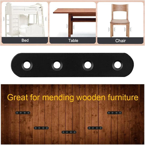 8 Pack Black Flat Mending Plates Brackets 3.8 Inch Stainless Steel Heavy Duty Repair Joining Plates For Wood Furniture With Screws