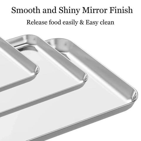 Three Piece Stainless Steel Baking Sheet Set Built Tough For Real Home Chefs Non Toxic And Easy Clean Heavy Duty Cookie Sheets