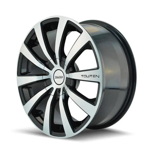 Gloss Black Machined 16x7 Alloy Wheel With 4x100 And 4x114.3 Bolt Patterns, 42mm Offset, 67.1mm Center Bore, TOUREN TR3 Style
