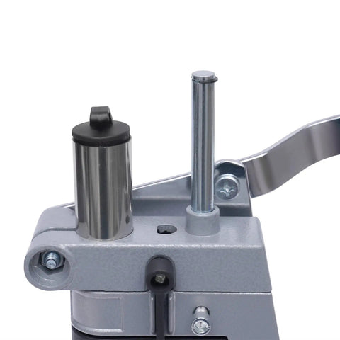 Close-up of Beefy Sturdy Drill Press Adapter Stand For Floor Or Table Use Universal Bench Clamp Aluminum Base component.