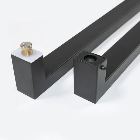 Black Stainless Steel 72 Inch Flat Bar Door Pull Dope Modern Square Rectangle Handle for interior exterior doors close-up