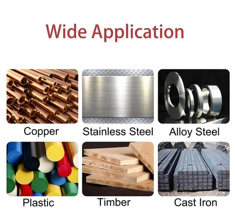 Image showing materials for One Quarter Inch HSS Spiral End Mill: copper, stainless steel, alloy steel, plastic, timber, cast iron.