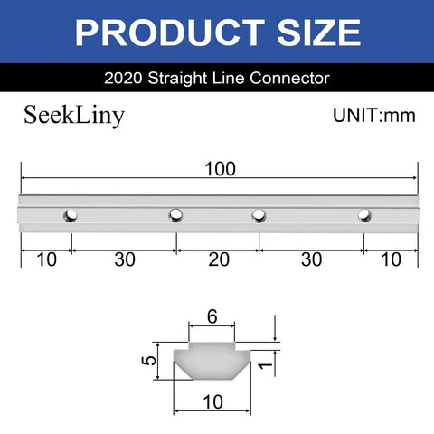 2020 straight line connector with detailed measurements from 12 Pack 2020 Aluminum Extrusion Corner Brackets And Straight Connectors Kit.