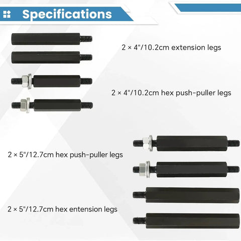 Specifications of 14 Piece Bearing Separator Puller Set 2 Inch And 3 Inch Heavy Duty 5 Ton Bearing Puller Kit with extension legs