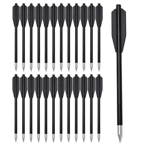 12 Pack Crossbow Bolts 6.3 Inch Black Plastic Shaft Arrows With Aluminum Point Tip For Small Crossbows, Durable Target Practice Bolts