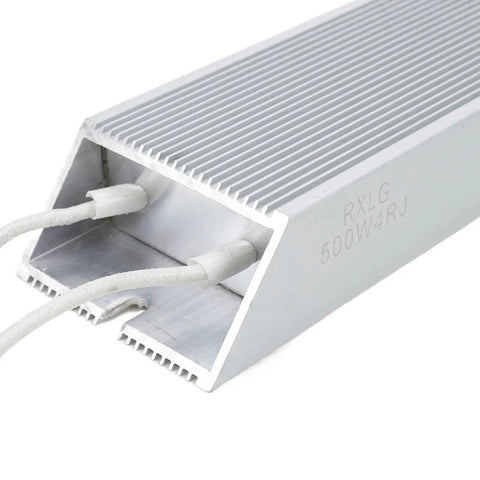 Braking resistor side view, aluminum housing, 500W 4Ω, wirewound dummy load with solder lug terminals