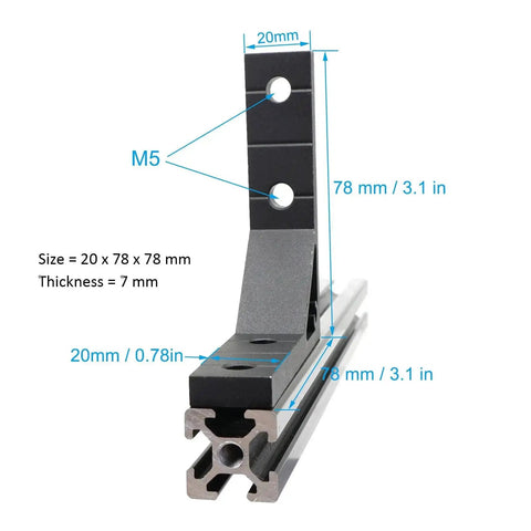 10 Pack 78x78mm 2020 Aluminum T Slot Corner Brackets Set For 20x20 2040 80 20 Aluminum Profiles with M5 Bolts Nuts Black