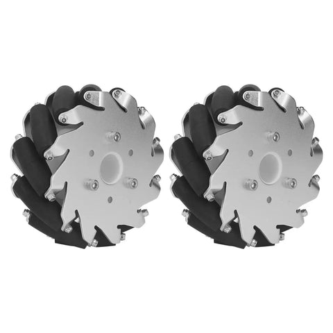 127mm Omni Directional Wheel Set For DIY Education Robot Car Kit, 45kg Load Capacity, showing aluminum alloy chassis and 12 rubber rollers