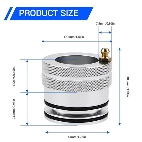 44Mm Wheel Bearing Grease Tool For Polaris RZR And Sportsman Models with detailed dimensions labeled on the image
