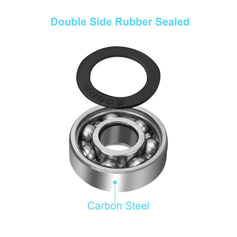 4-pack 608-2RS ball bearings, double rubber sealed, 8x22x7 mm, carbon steel for skateboards