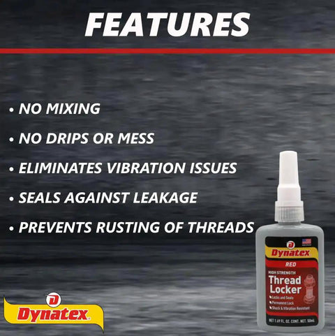 Red High Strength Threadlocker 1.69 Ounce Bottle For Permanent Locking Anaerobic Formula Curing Between Metal Surfaces Ideal For Large Fasteners Vibration And Solvent Resistance 3 Pack features and benefits